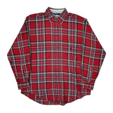 Nautica Checked Flannel Shirt - Large Red Cotton