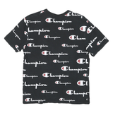 CHAMPION Womens Black Graphic T-Shirt S Short Sleeve Crew Neck Premium Cotton