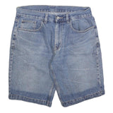 Mens Blue Denim Casual Shorts L W34 Cotton Blend Classic Fit Button Closure
