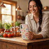 Seashell Carbs iPhone 15 Case - Lifestyle photo showing phone case in use
