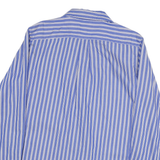 CHAPS Mens Blue & White Stripe Shirt L Cotton Blend Classic Long Sleeve Button