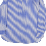 CHAPS Mens Blue & White Stripe Shirt L Cotton Blend Classic Long Sleeve Button