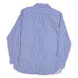 CHAPS Mens Blue & White Stripe Shirt L Cotton Blend Classic Long Sleeve Button