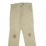 CARHARTT Mens Cotton Blend Beige Relaxed Straight Trousers W33 L32 Workwear