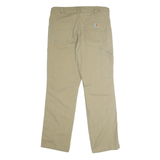 CARHARTT Mens Cotton Blend Beige Relaxed Straight Trousers W33 L32 Workwear