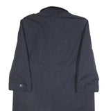 Mens Navy Blue Classic Cotton Button Jacket L Plain Long Sleeve Casual Smart