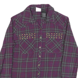 HARLEY DAVIDSON Womens Purple & Grey Checked Shirt S Studded Pocket Casual