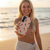 Seashell Cardinals Samsung Galaxy S25 Case - Lifestyle photo showing phone case in use