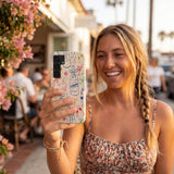 Seashell Midnight Toast Samsung Galaxy S25 Case - Lifestyle photo showing phone case in use