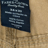 Faded Glory Carpenter Trousers - 34W 30L Brown Cotton