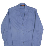PECHEUR Mens Blue Cotton Button Jacket M Plain Classic Workwear Casual