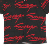 Mens Black & Red Graphic Cotton Shirt XL Casual Short Sleeve Button Up