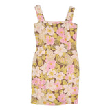 HANAE MORIS PARIS Womens Brown & Pink Floral Cotton Blend Mini Dress M Summer