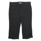 CALVIN KLEIN Womens Cotton Blend Black Regular Fit Cropped Trousers W34 L22