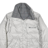 ECKO UNLTD Womens Silver & Black Reversible Puffer Jacket L Nylon Zip Check