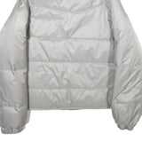 ECKO UNLTD Womens Silver & Black Reversible Puffer Jacket L Nylon Zip Check