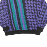 TOP NOTCH Womens Purple Green Patterned Jumper Crew Neck Basic Knit M Vintage