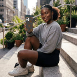Black Jaguar Stars iPhone 16 Pro Case - Lifestyle photo showing phone case in use