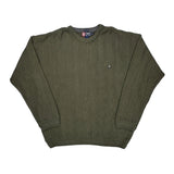 Chaps Ralph Lauren Herringbone Sweater - XL Green Cotton