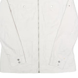 TOMMY HILFIGER Womens White Jacket L Polyester Plain Zip Button Pocket