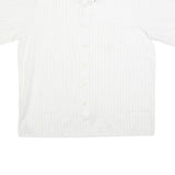 GENT TOP Mens White & Light Grey Striped Shirt L Cotton Blend Summer Casual