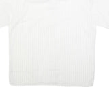 GENT TOP Mens White & Light Grey Striped Shirt L Cotton Blend Summer Casual