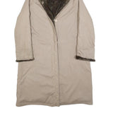 Womens Beige Hooded Jacket S Cotton Blend Plain Button Closure Long Sleeve