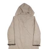 Womens Beige Hooded Jacket S Cotton Blend Plain Button Closure Long Sleeve