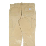 CARHARTT Mens Beige Relaxed Fit Straight Leg Trousers W40 L34 Durable Zip