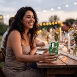 Sage Green Leafy Greens iPhone 16 Pro Case - Lifestyle photo showing phone case in use