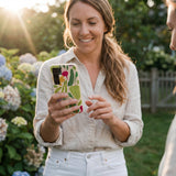 Seashell Veggie Patch Samsung Galaxy S25 Case - Lifestyle photo showing phone case in use