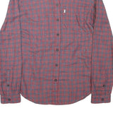 TOMMY HILFIGER Womens Red & Blue Check Shirt XS Cotton Blend Button Long Sleeve