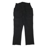 Mens Regular Fit Black Cotton Blend Trousers W28 L30 Cargo Style Pocketed