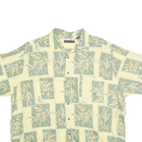 NATURAL ISSUE Mens Green & Cream Rayon Shirt XL Botanical Pattern Casual Summer
