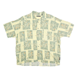 NATURAL ISSUE Mens Green & Cream Rayon Shirt XL Botanical Pattern Casual Summer
