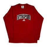 Stripes Adidas Long Sleeve T-Shirt - XL Red Cotton