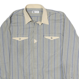REGAL Mens Blue Beige Check Shirt L Long Sleeve Cotton Blend Classic Style