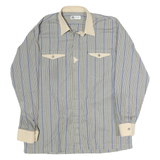 REGAL Mens Blue Beige Check Shirt L Long Sleeve Cotton Blend Classic Style