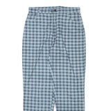 GREENVILLAGE Womens Cotton Blend Blue Plaid Relaxed Straight Trousers W30 L30