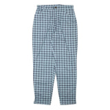 GREENVILLAGE Womens Cotton Blend Blue Plaid Relaxed Straight Trousers W30 L30