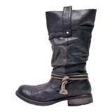 RIEKER High Boots Black Leather Womens UK 4