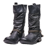 RIEKER High Boots Black Leather Womens UK 4