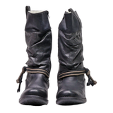 RIEKER High Boots Black Leather Womens UK 4