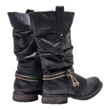 RIEKER High Boots Black Leather Womens UK 4