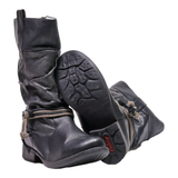 RIEKER High Boots Black Leather Womens UK 4