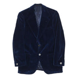 MONSIEUR Mens Blue Velvet Jacket S Polyester Blend Button Closure Classic Blazer