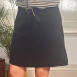 Benetton Mini Skirt - 28W UK 8 Black Cotton