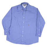 TOMMY HILFIGER Mens Blue Casual Shirt L Button Down Pocket Cotton Blend Classic