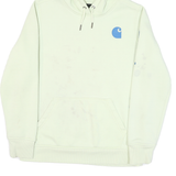 CARHARTT Mens White Hoodie M Cotton Blend Pullover Logo Print Casual