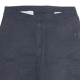 Navy Mens Cargo Cotton Shorts L W36 Pocket Button Casual Workwear